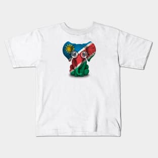 Baby Elephant with Glasses and Namibian Flag Kids T-Shirt